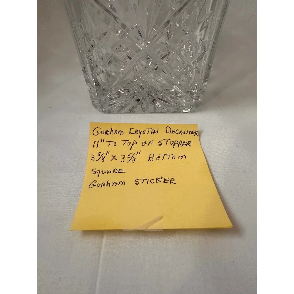 Gorham Full Lead Crystal Decanter Square Handcrafted West Germany Starburst 11in